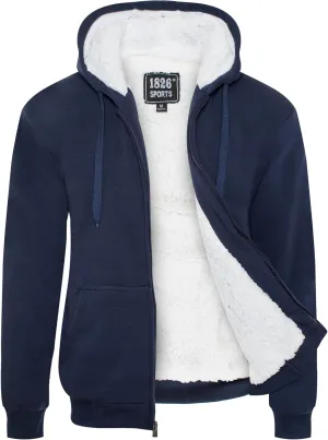 1826 Men's Ultra Soft Sherpa Lined Hoodie - Full Zip Fleece Lining Winter Sweatshirts