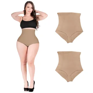2-Pack High Waisted Tummy Control Panties Fajas Colombianas Sonryse SP607NC