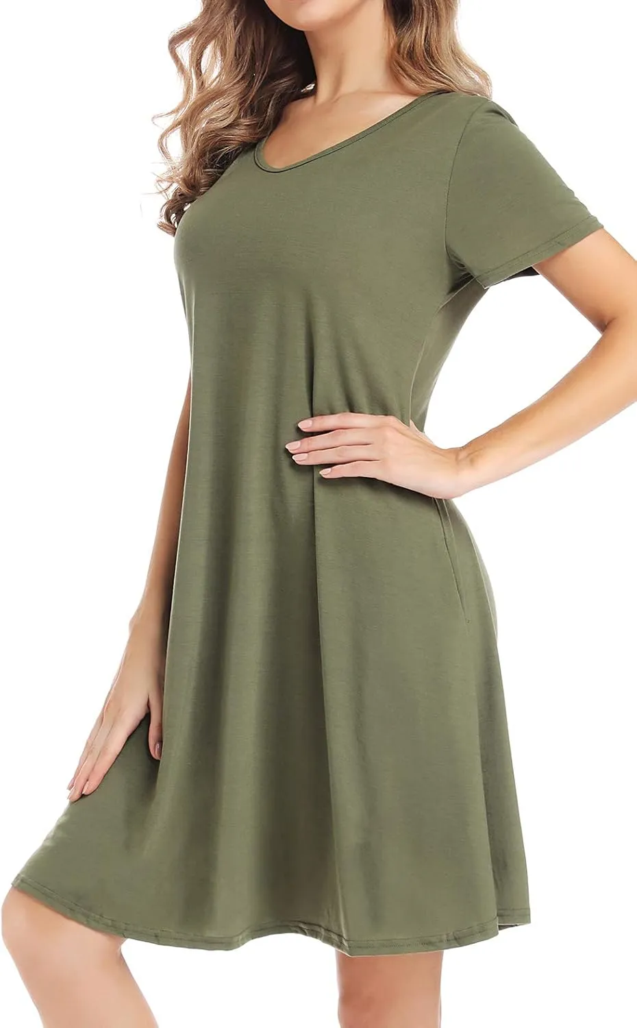 2023 Women Summer Dress Casual Floral Sundress V-Neck Backless Swing Dress with Pockets