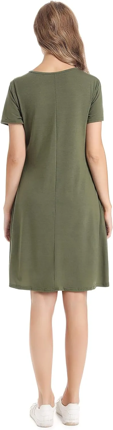 2023 Women Summer Dress Casual Floral Sundress V-Neck Backless Swing Dress with Pockets