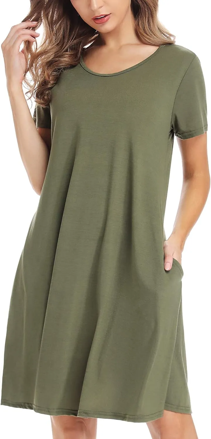 2023 Women Summer Dress Casual Floral Sundress V-Neck Backless Swing Dress with Pockets