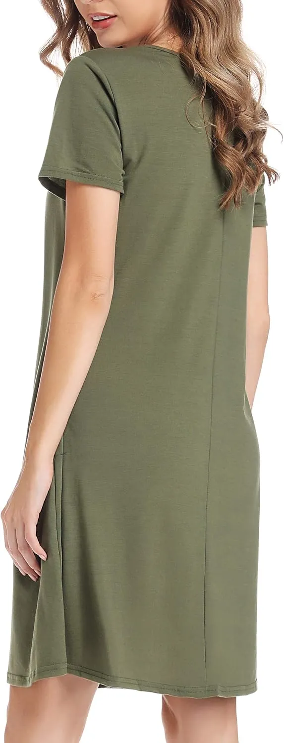 2023 Women Summer Dress Casual Floral Sundress V-Neck Backless Swing Dress with Pockets