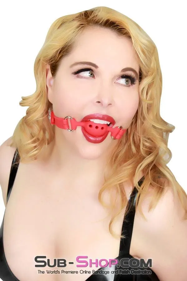 3746RS      Small Red Silicone Locking Breather Ball Gag