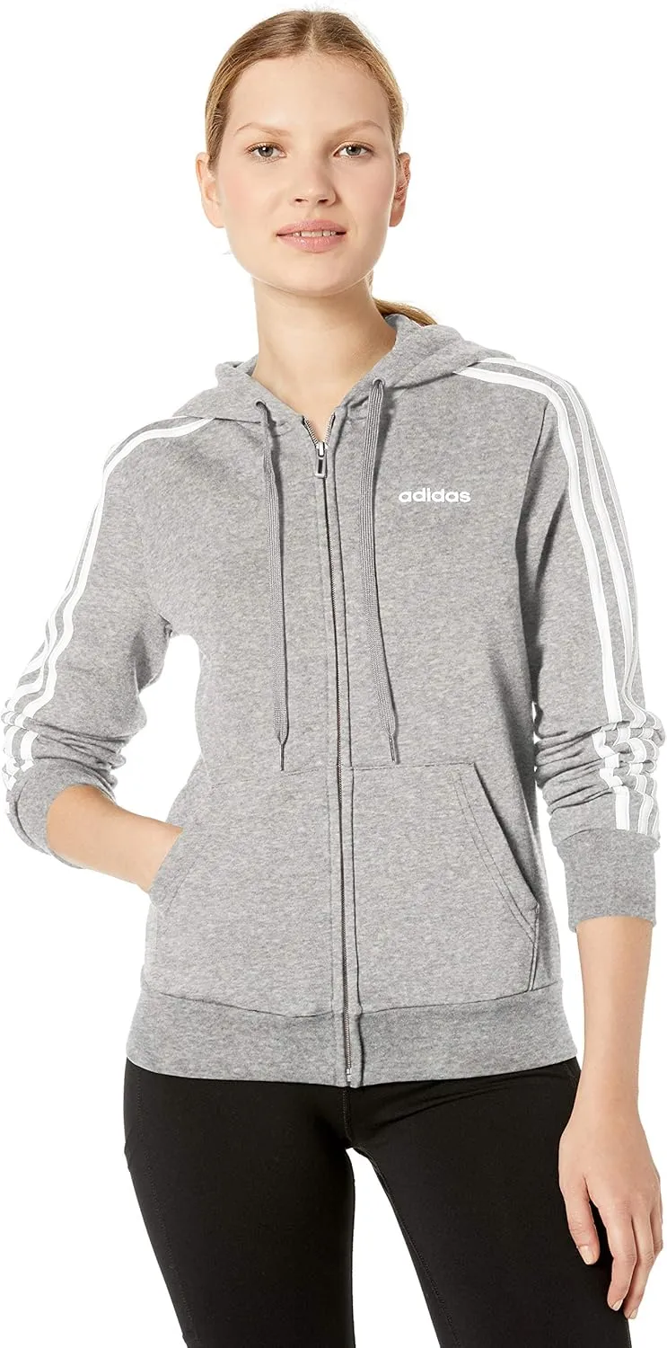 adidas Women's Essentials 3-stripes Fleece Full-zip Hoodie Sweatshirt