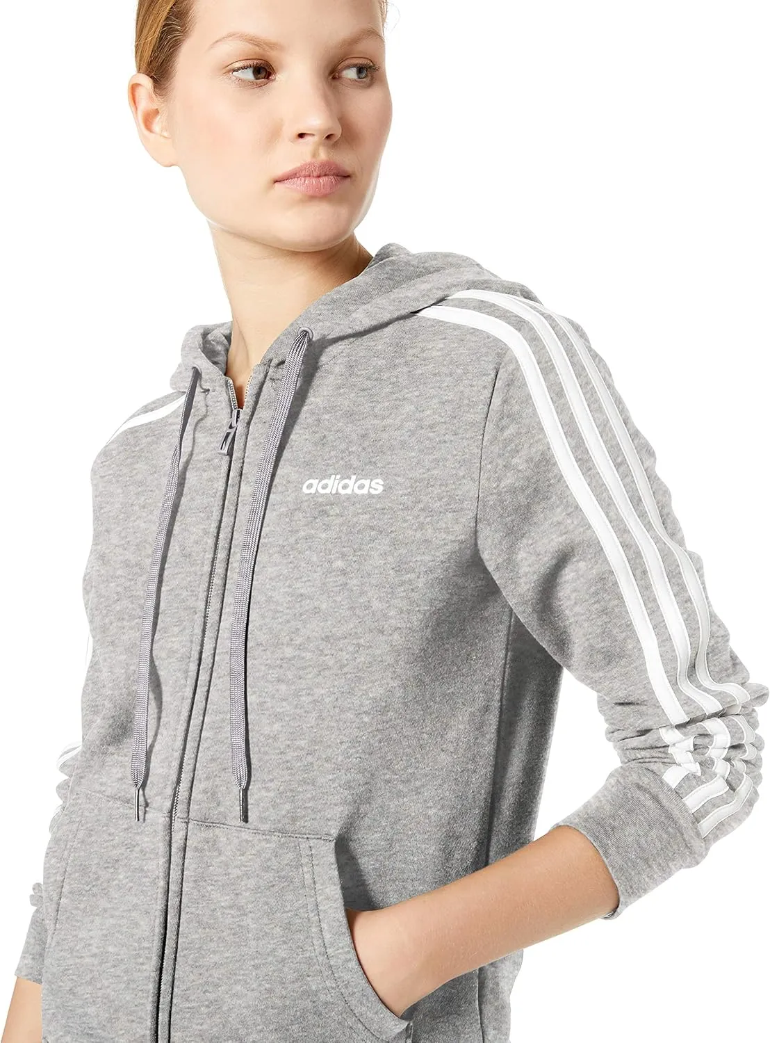 adidas Women's Essentials 3-stripes Fleece Full-zip Hoodie Sweatshirt