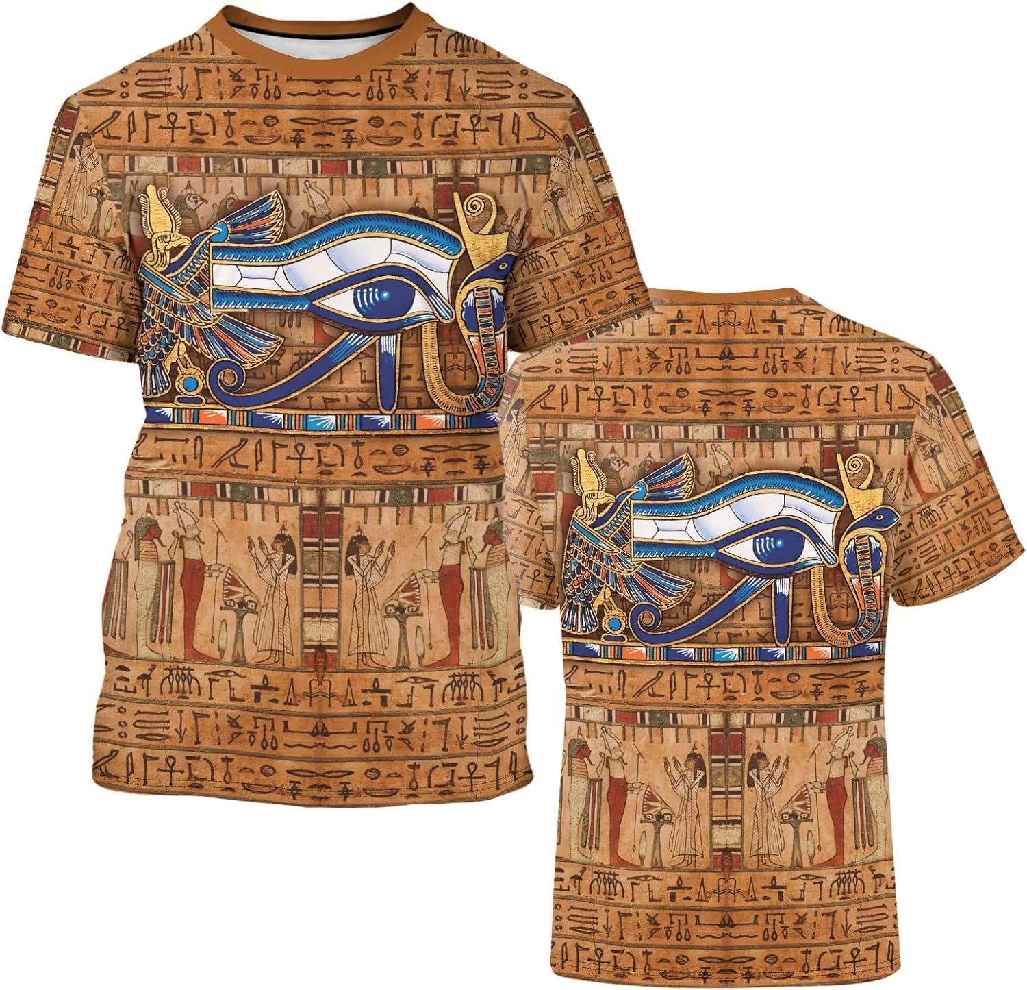 BJU Ancient Egypt Graphic T-Shirt Crewneck Tee 3D Printed Short Sleeve Loose Casual Top Unisex