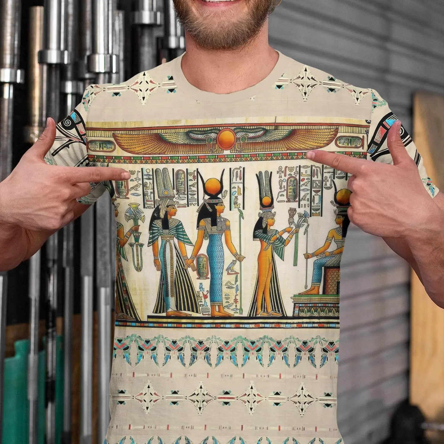 BJU Ancient Egypt Graphic T-Shirt Crewneck Tee 3D Printed Short Sleeve Loose Casual Top Unisex