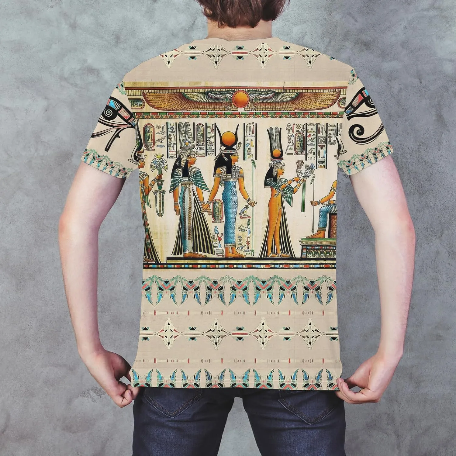 BJU Ancient Egypt Graphic T-Shirt Crewneck Tee 3D Printed Short Sleeve Loose Casual Top Unisex