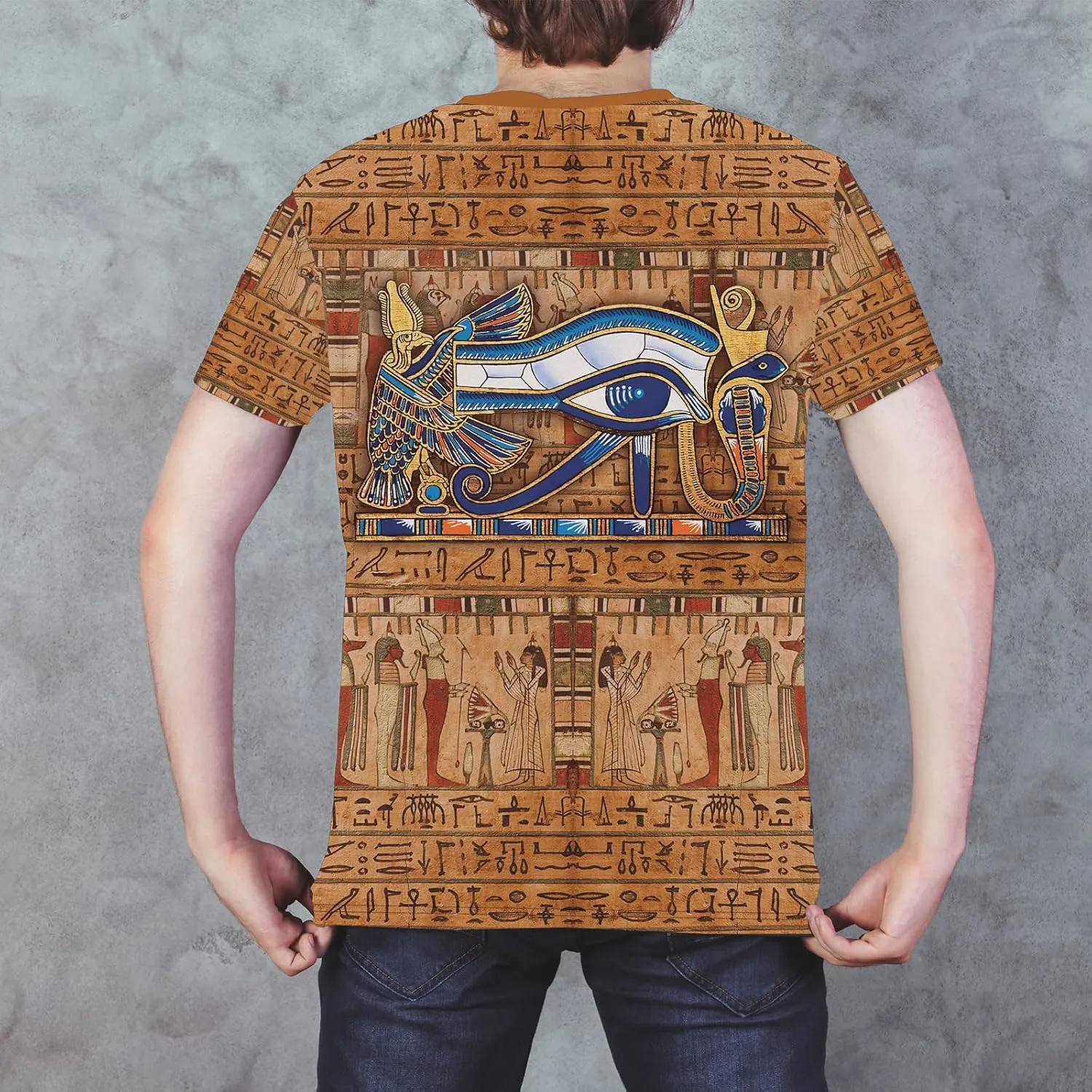 BJU Ancient Egypt Graphic T-Shirt Crewneck Tee 3D Printed Short Sleeve Loose Casual Top Unisex