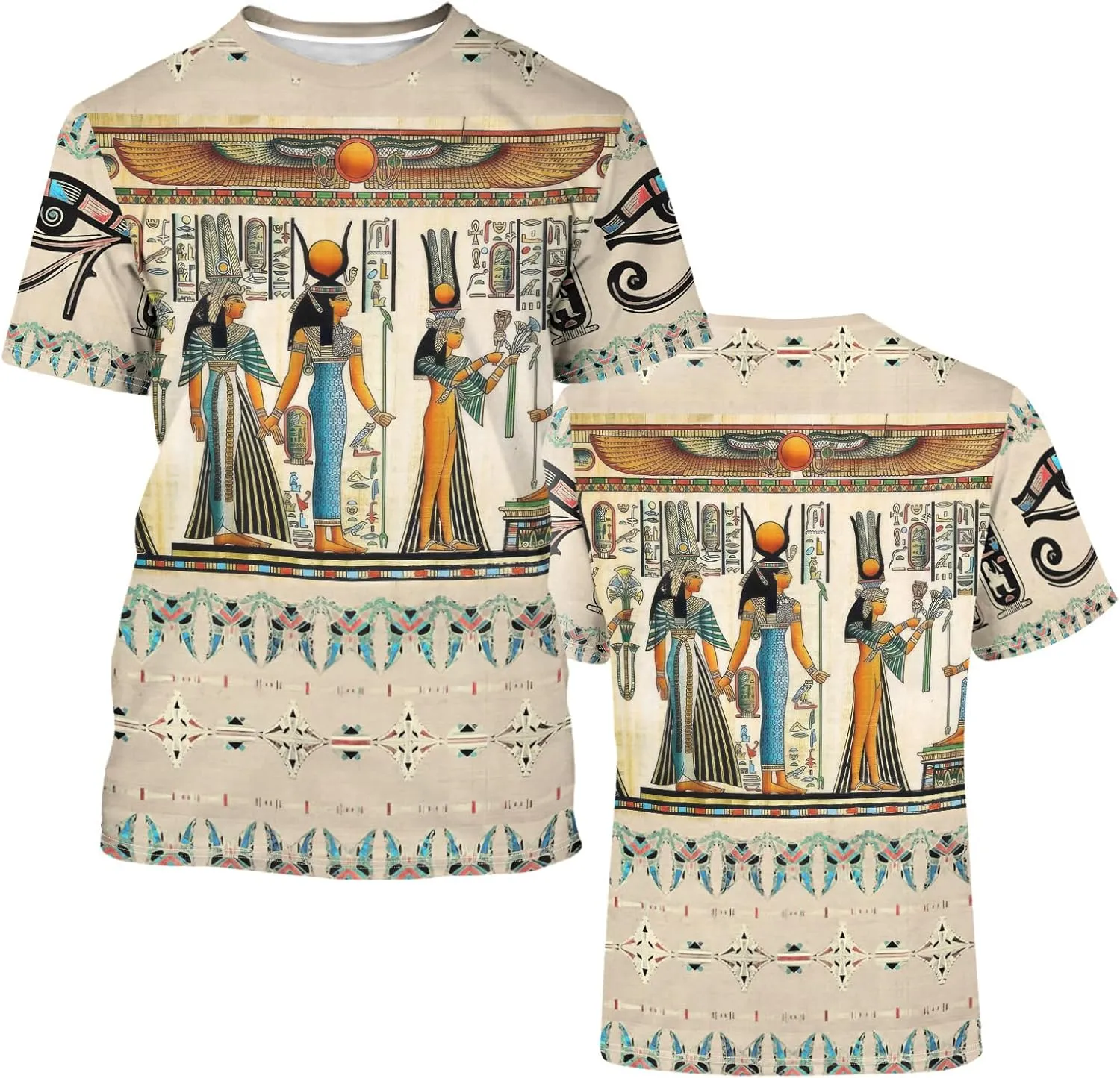 BJU Ancient Egypt Graphic T-Shirt Crewneck Tee 3D Printed Short Sleeve Loose Casual Top Unisex
