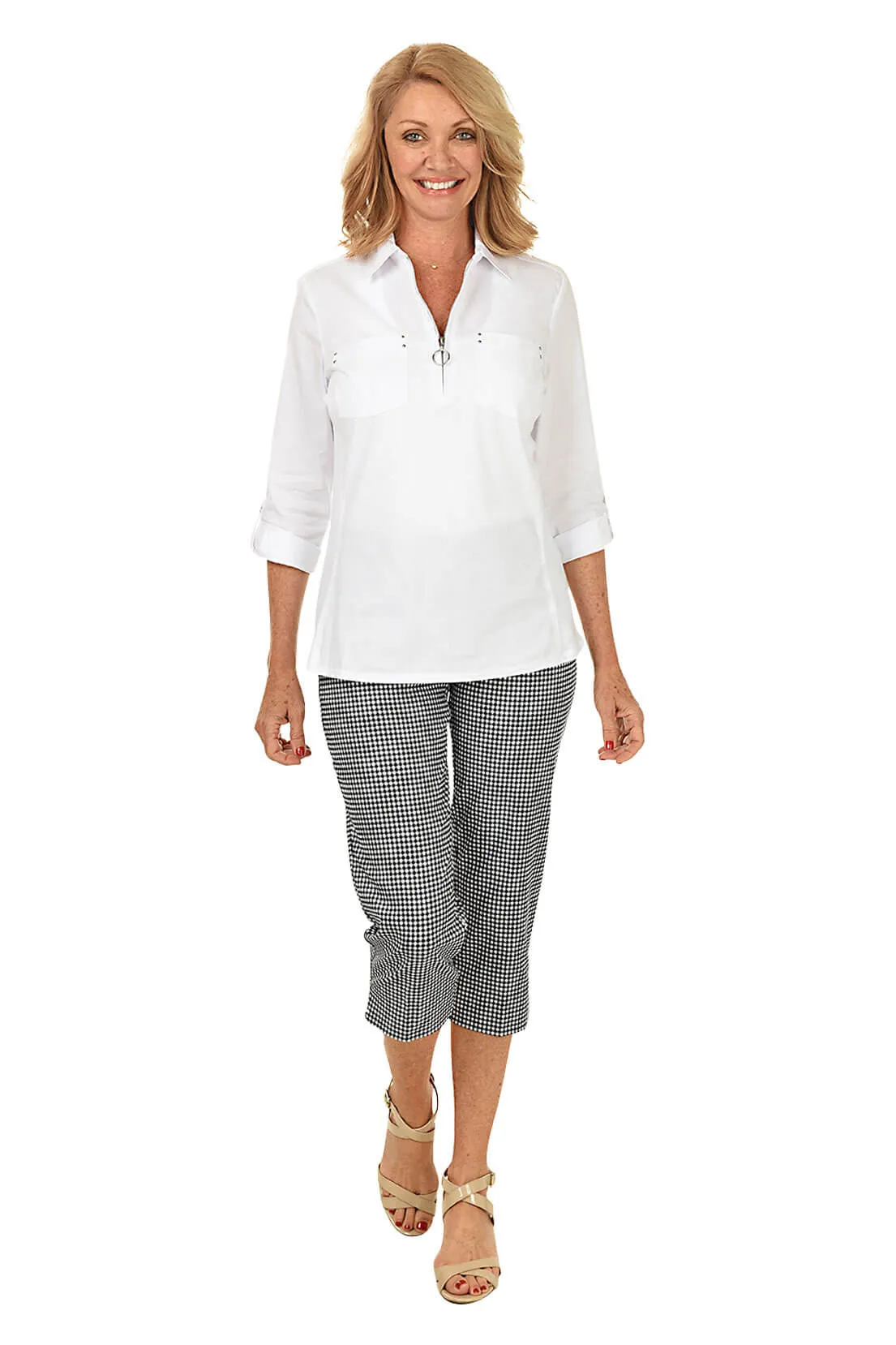 Checkered Pull-On Crop Pant