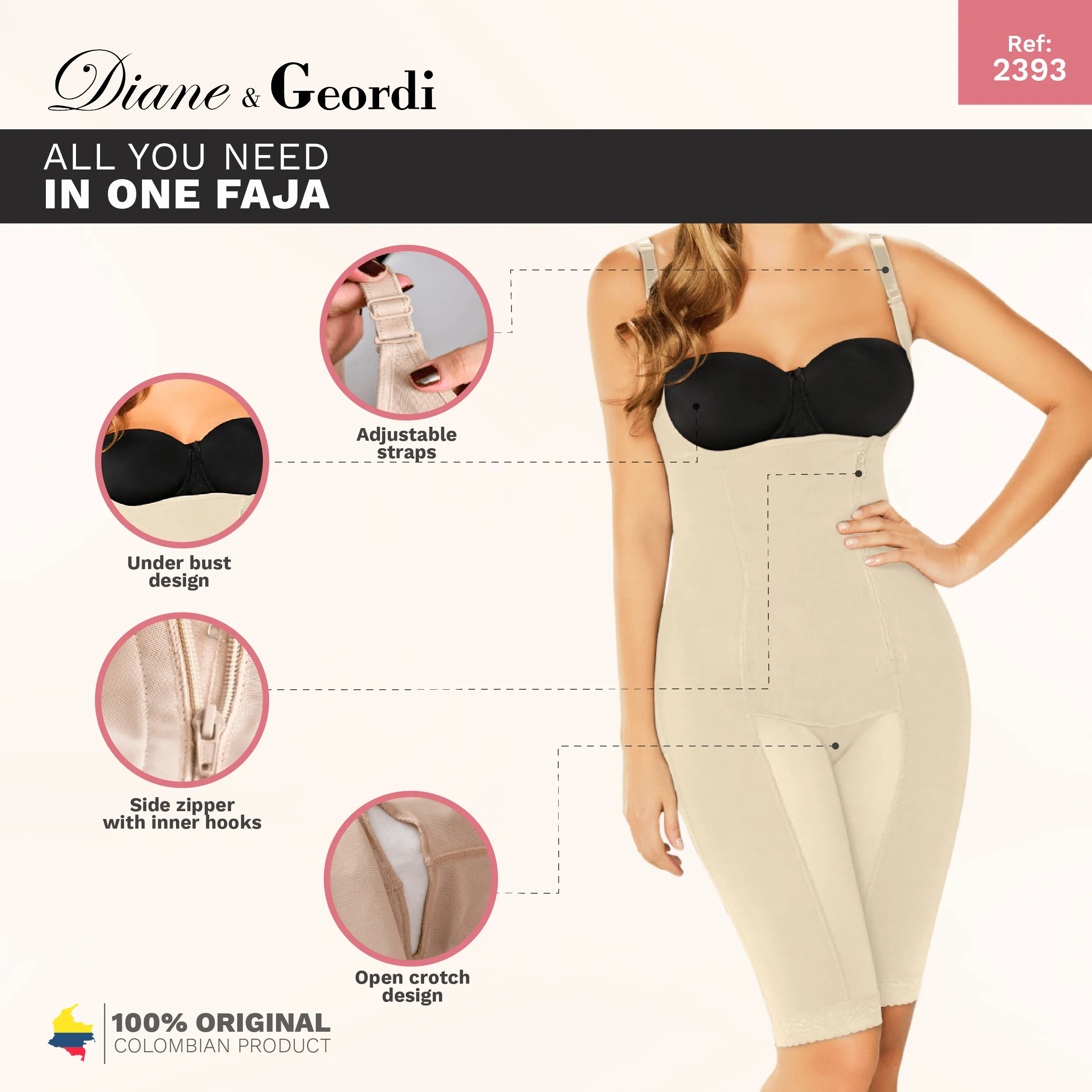 Colombian Post Surgery Stage 1 Bodysuit Fajas Colombianas Diane & Geordi 2393