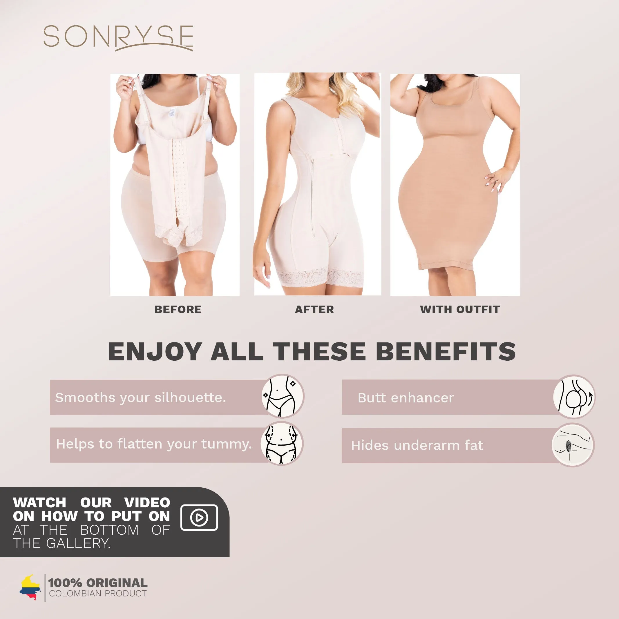 Colombian Postpartum Medium Tummy Control with Built-In Bra Sonryse 058