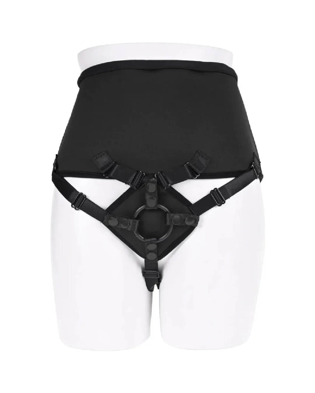 Corset High Waisted Adjustable Black Strap On Harness