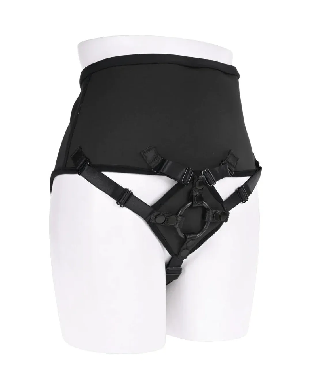 Corset High Waisted Adjustable Black Strap On Harness