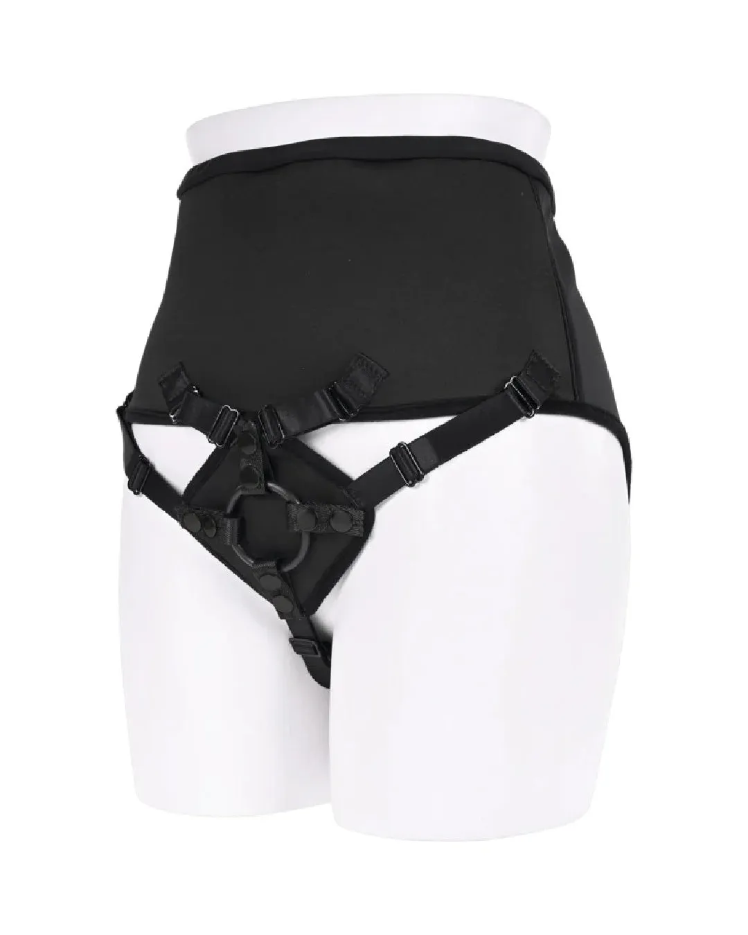 Corset High Waisted Adjustable Black Strap On Harness