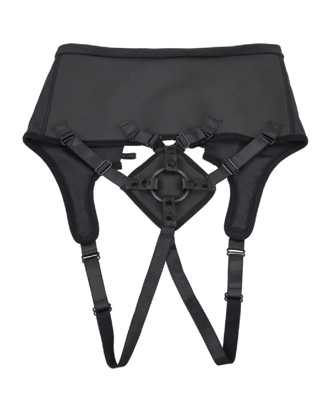 Corset High Waisted Adjustable Black Strap On Harness