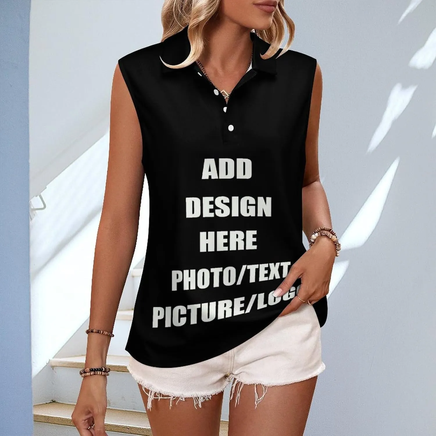 Customized V Neck T-Shirt Personalized Women Tee Design Your Own Add Picture Photo Text Front & Back