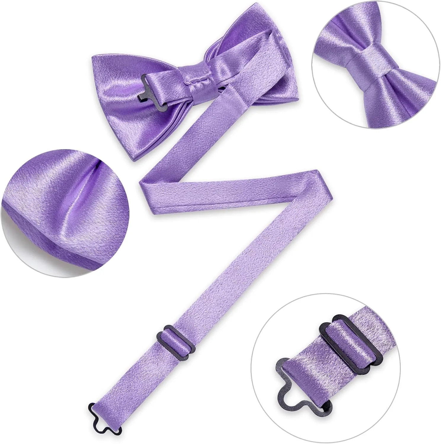 DiBanGu Bow Ties for Men Solid Color Pre-Tied Bow Tie and Pocket Square Cufflinks Formal Tuxedo Bowtie for Wedding Party