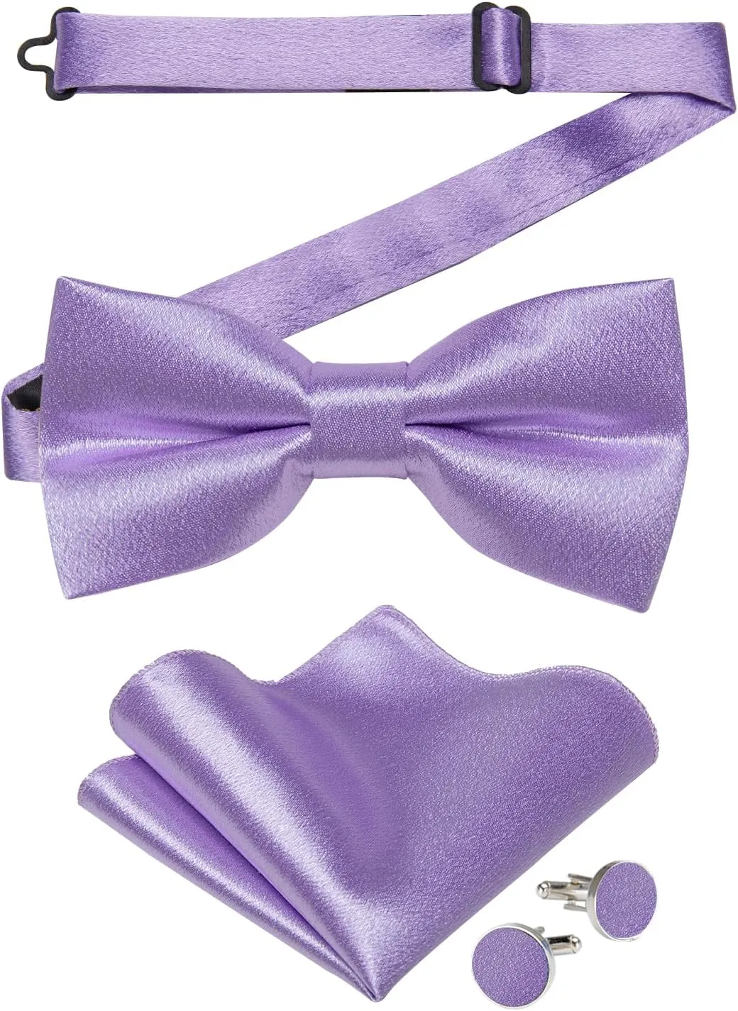 DiBanGu Bow Ties for Men Solid Color Pre-Tied Bow Tie and Pocket Square Cufflinks Formal Tuxedo Bowtie for Wedding Party