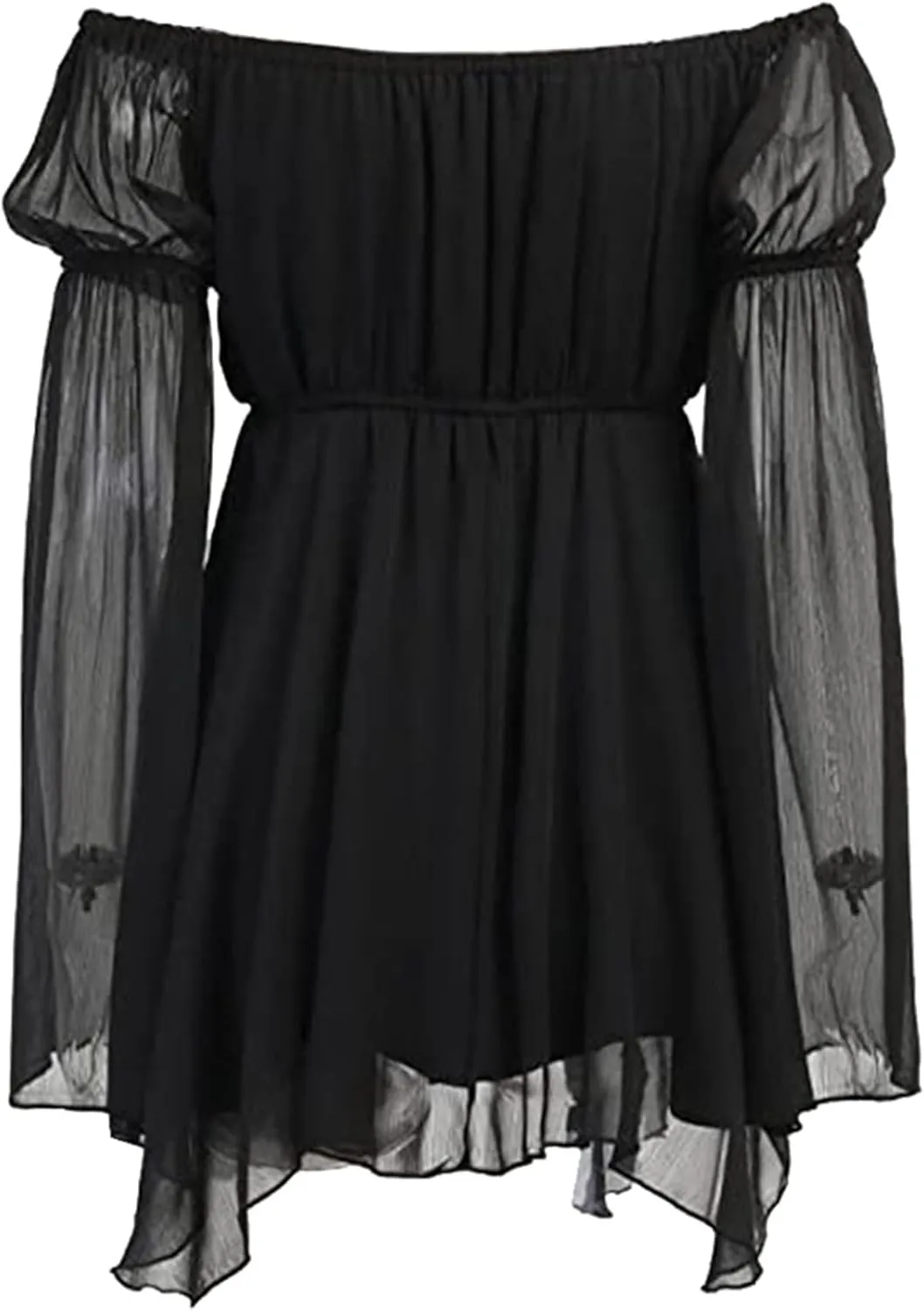 ETATNG Womens Summer Off Shoulder Bell Sleeve Lace Up High Waist Party Travel Irregular Mini A Line Dress