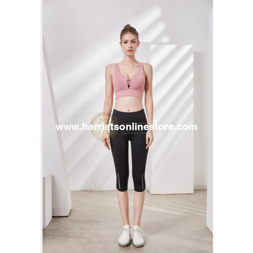 Exercise Pants High Rise Crop With Asymmetrical Side Panels.