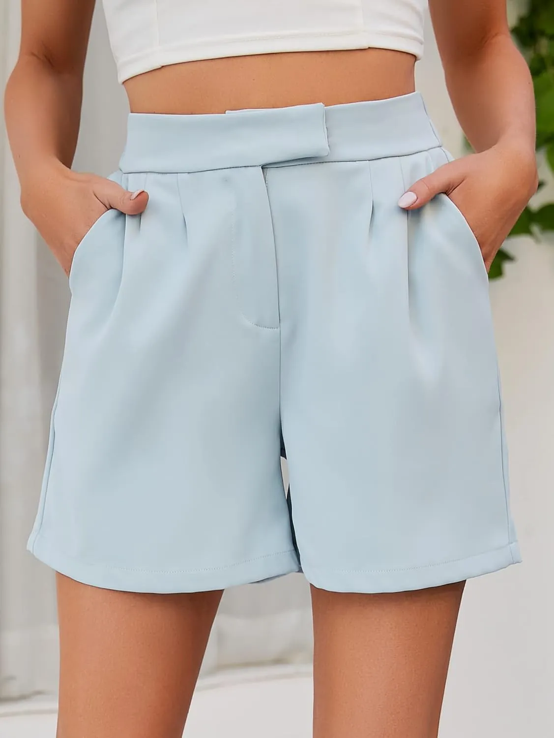 Famulily Womens Summer Cute Shorts Casual Side Pockets High Waist Shorts with Back Elastic Waist