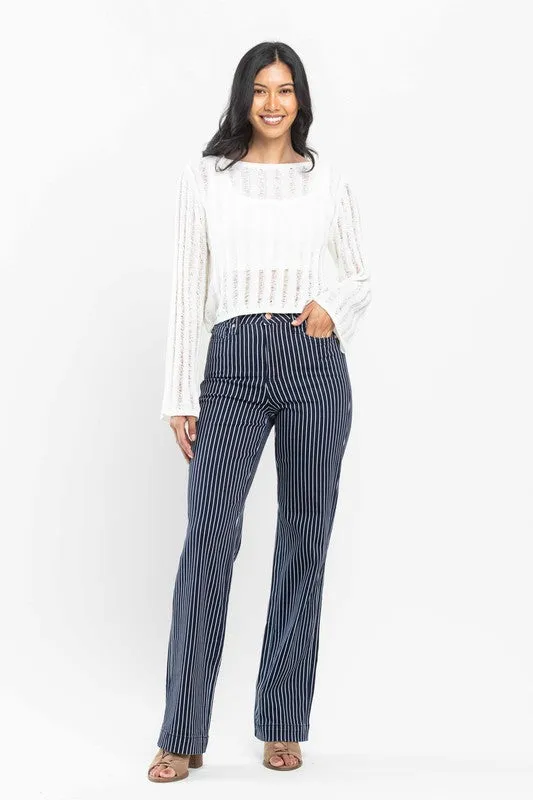JB135 - REG/CURVY TUMMY CONTROL STRIPED STRAIGHT JEANS