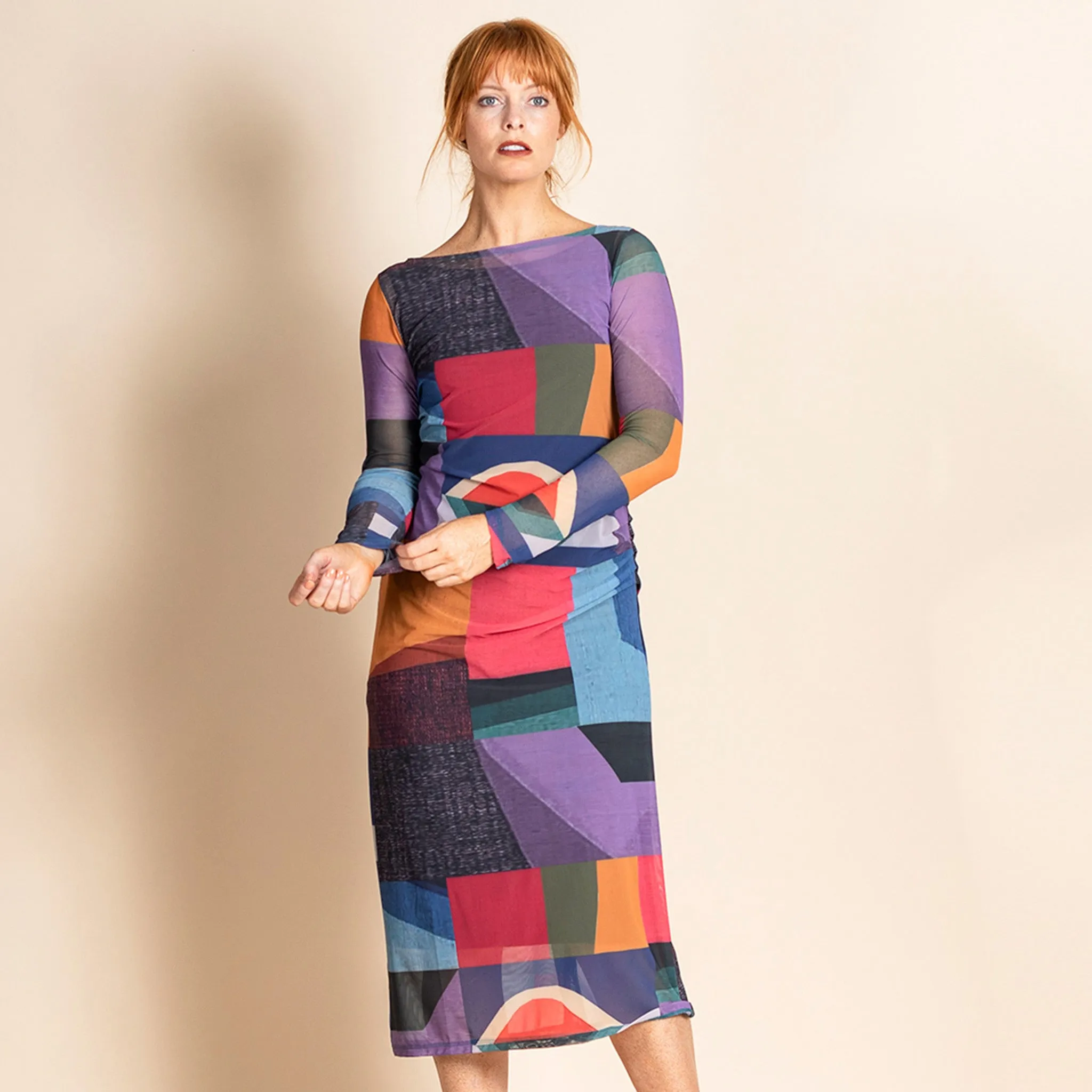 kaleidoscope ruched dress