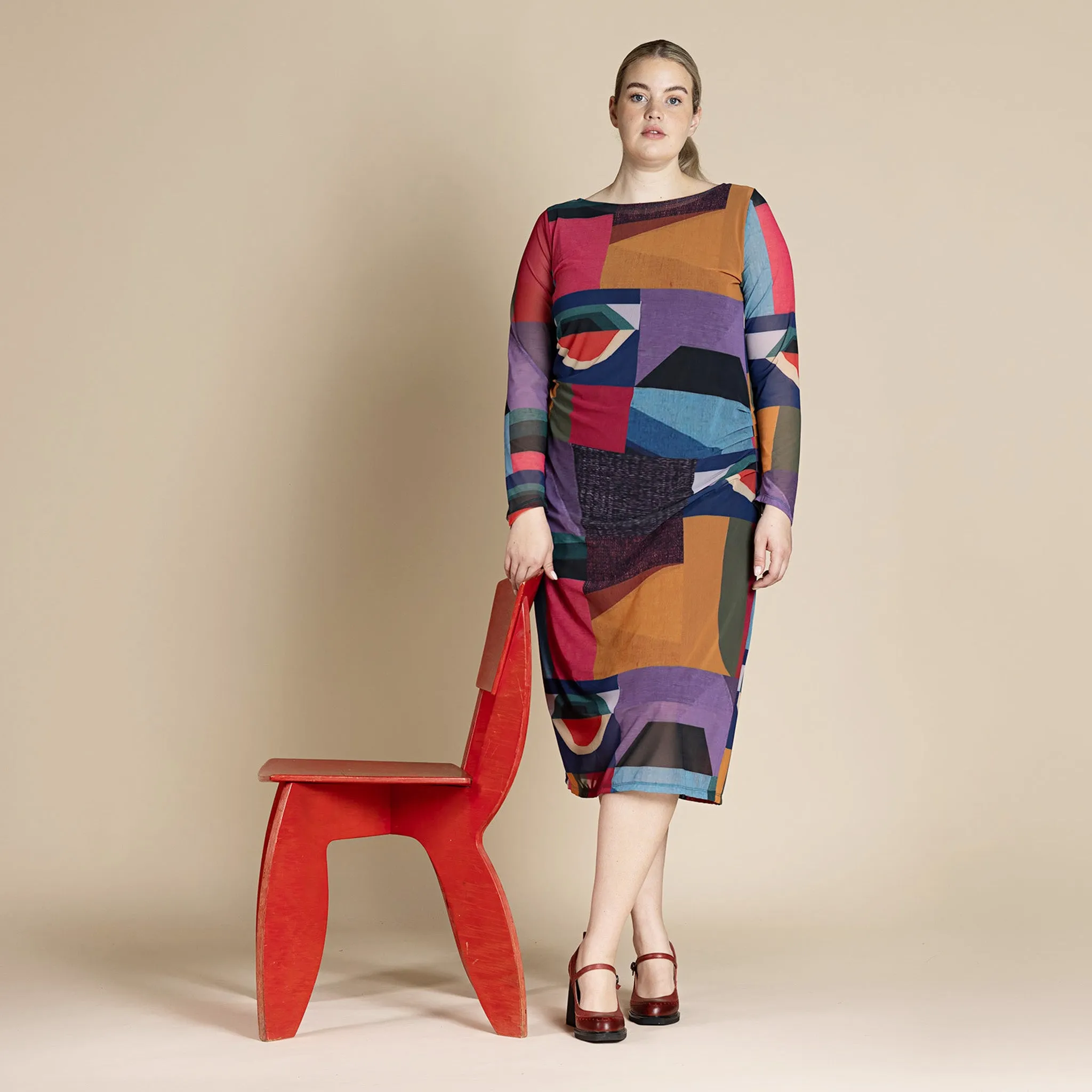 kaleidoscope ruched dress