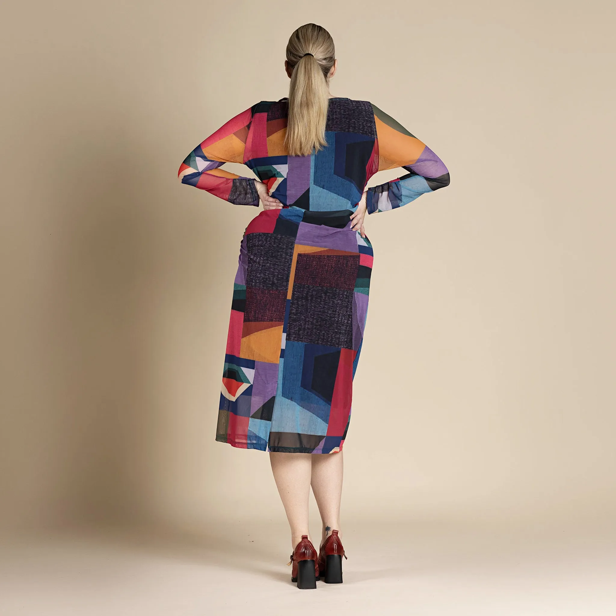 kaleidoscope ruched dress