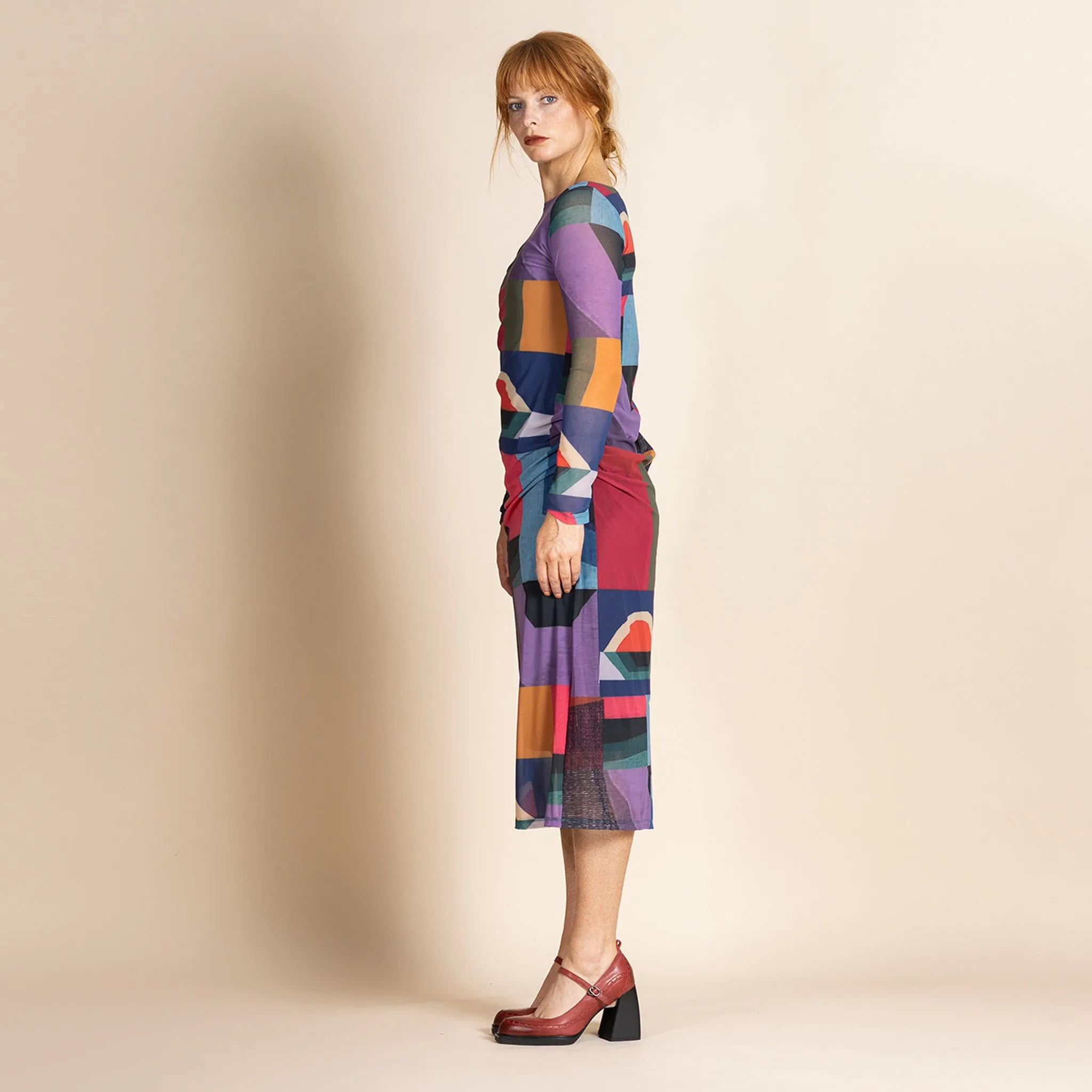 kaleidoscope ruched dress