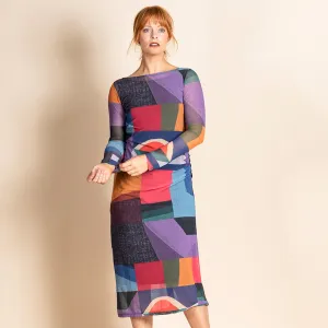 kaleidoscope ruched dress