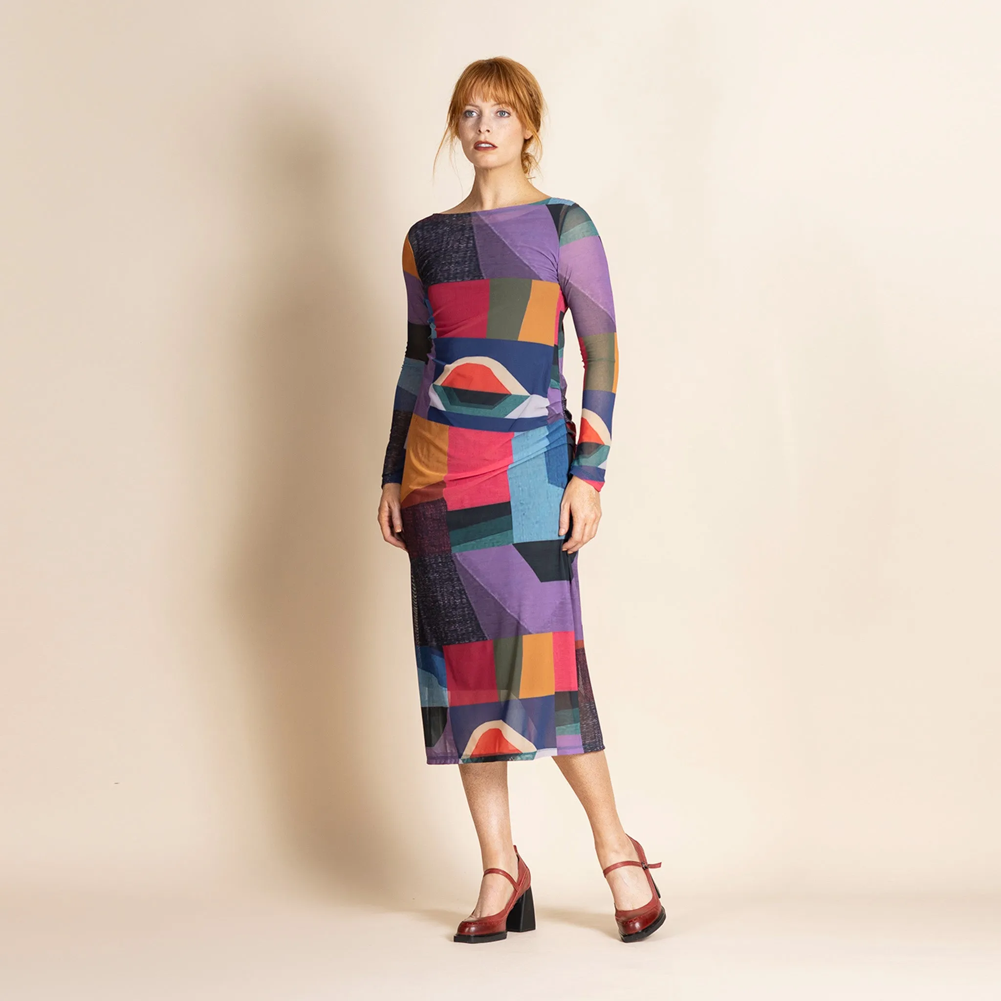 kaleidoscope ruched dress