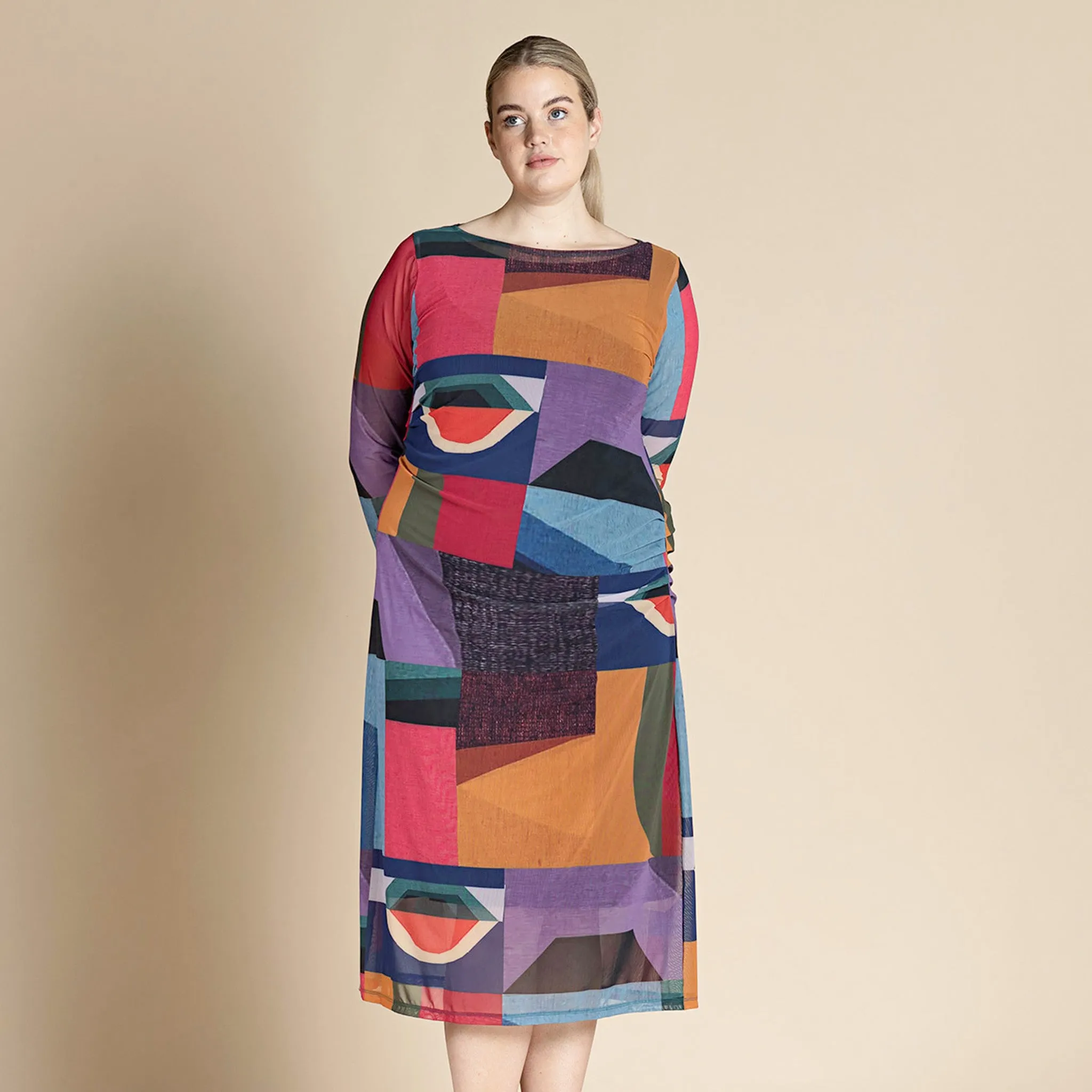 kaleidoscope ruched dress