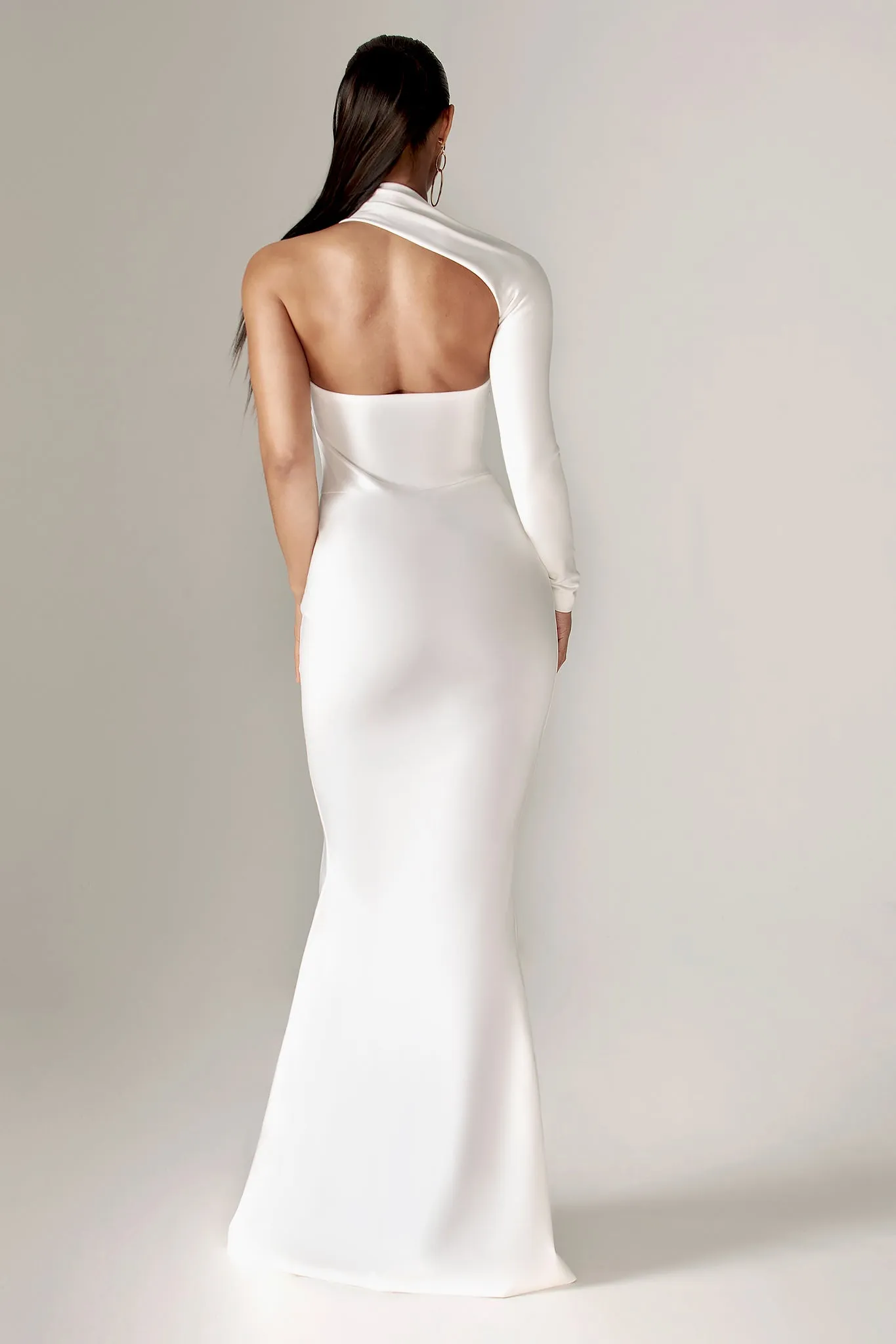 Lilux One Shoulder Modern Maxi Dress (Off White)