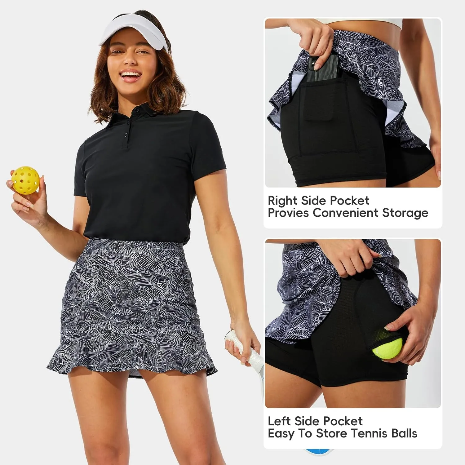 M MOTEEPI Tennis Skirt with Shorts Golf Skorts for Women Dressy Pickleball Skort Golf Outfits Clothes Athletic Skirts