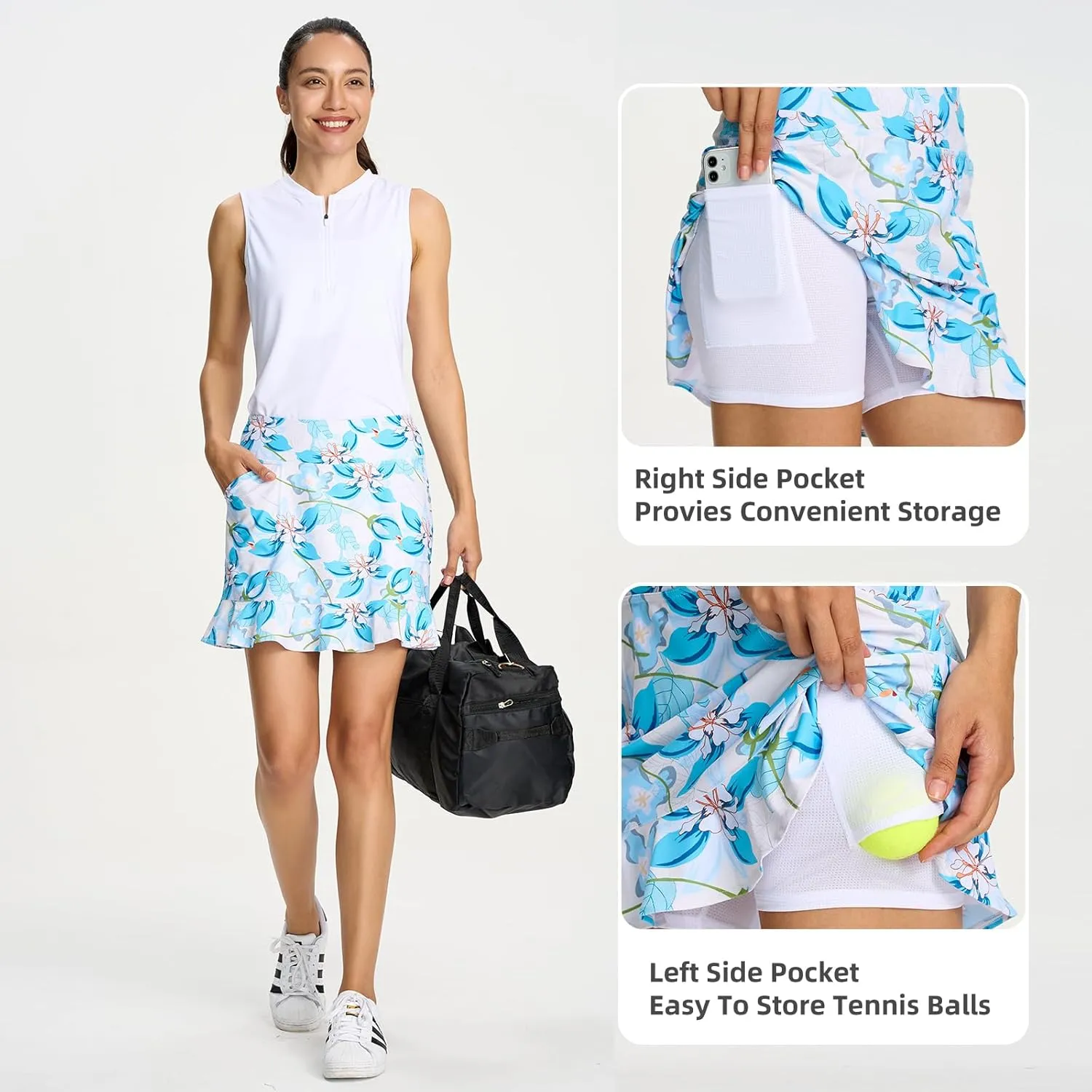 M MOTEEPI Tennis Skirt with Shorts Golf Skorts for Women Dressy Pickleball Skort Golf Outfits Clothes Athletic Skirts