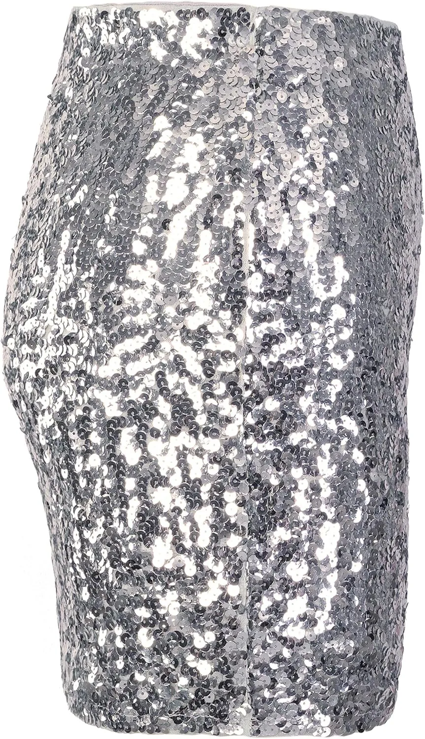 MANER Women's Sequin Skirt Sparkle Stretchy Bodycon Mini Skirts Night Out Party