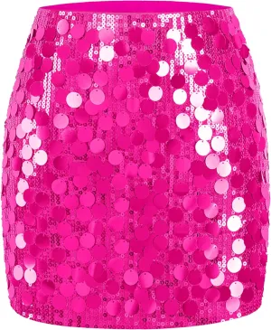 MANER Women's Sequin Skirt Sparkle Stretchy Bodycon Mini Skirts Night Out Party
