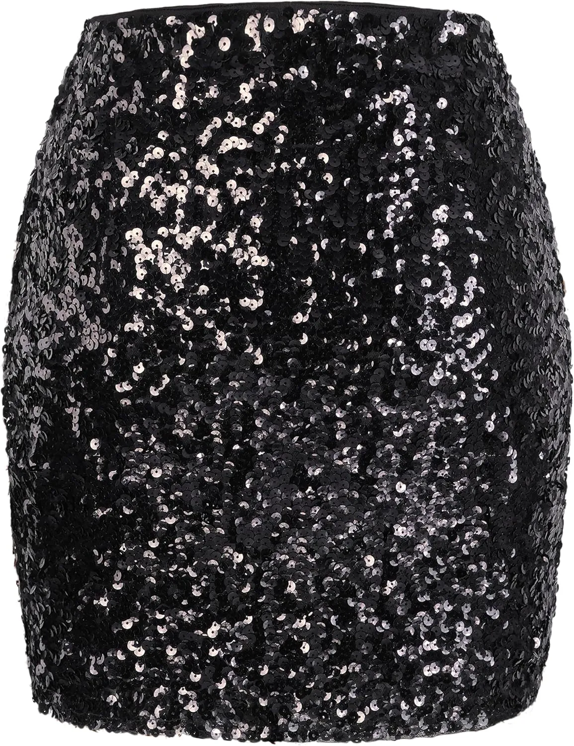 MANER Women's Sequin Skirt Sparkle Stretchy Bodycon Mini Skirts Night Out Party