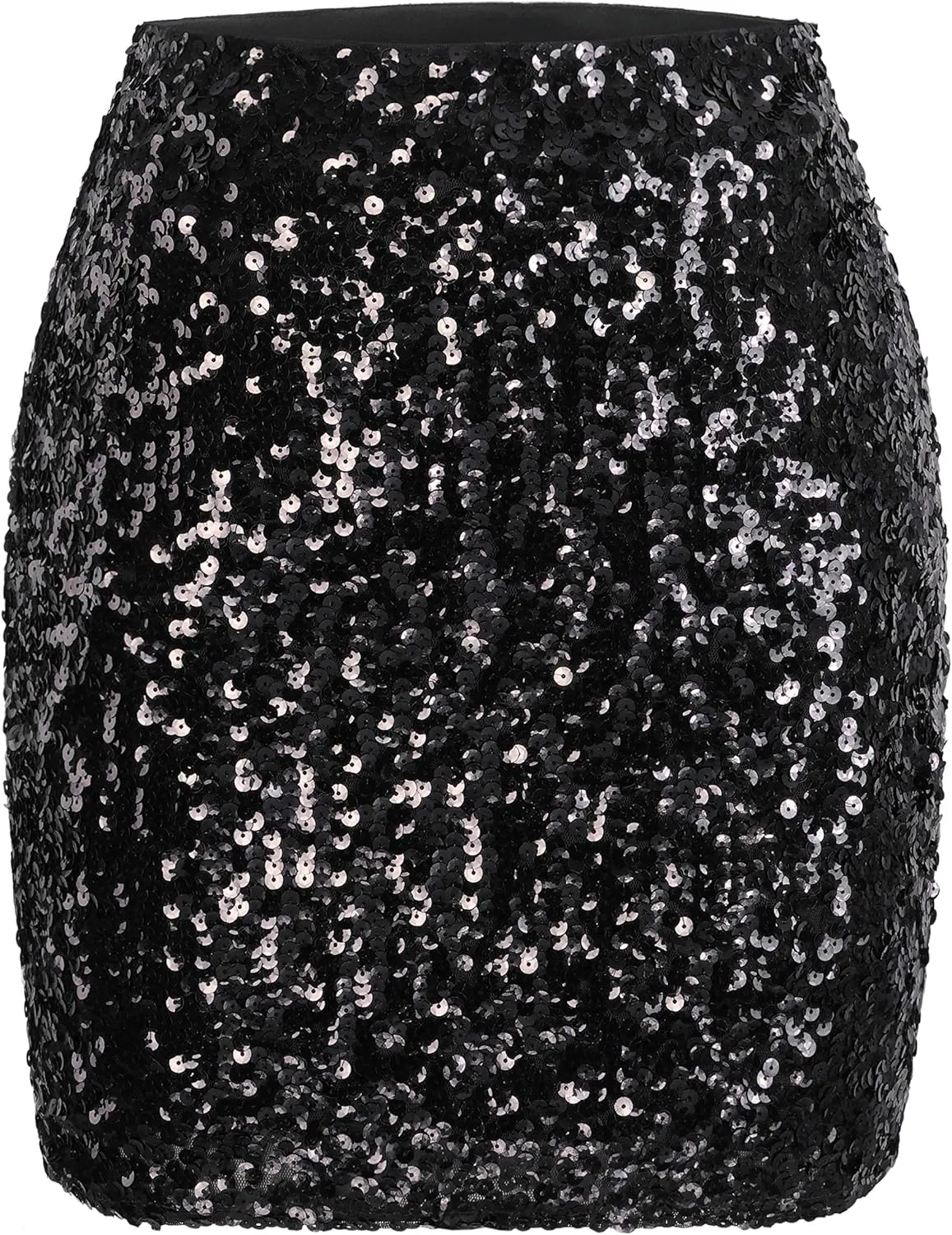 MANER Women's Sequin Skirt Sparkle Stretchy Bodycon Mini Skirts Night Out Party