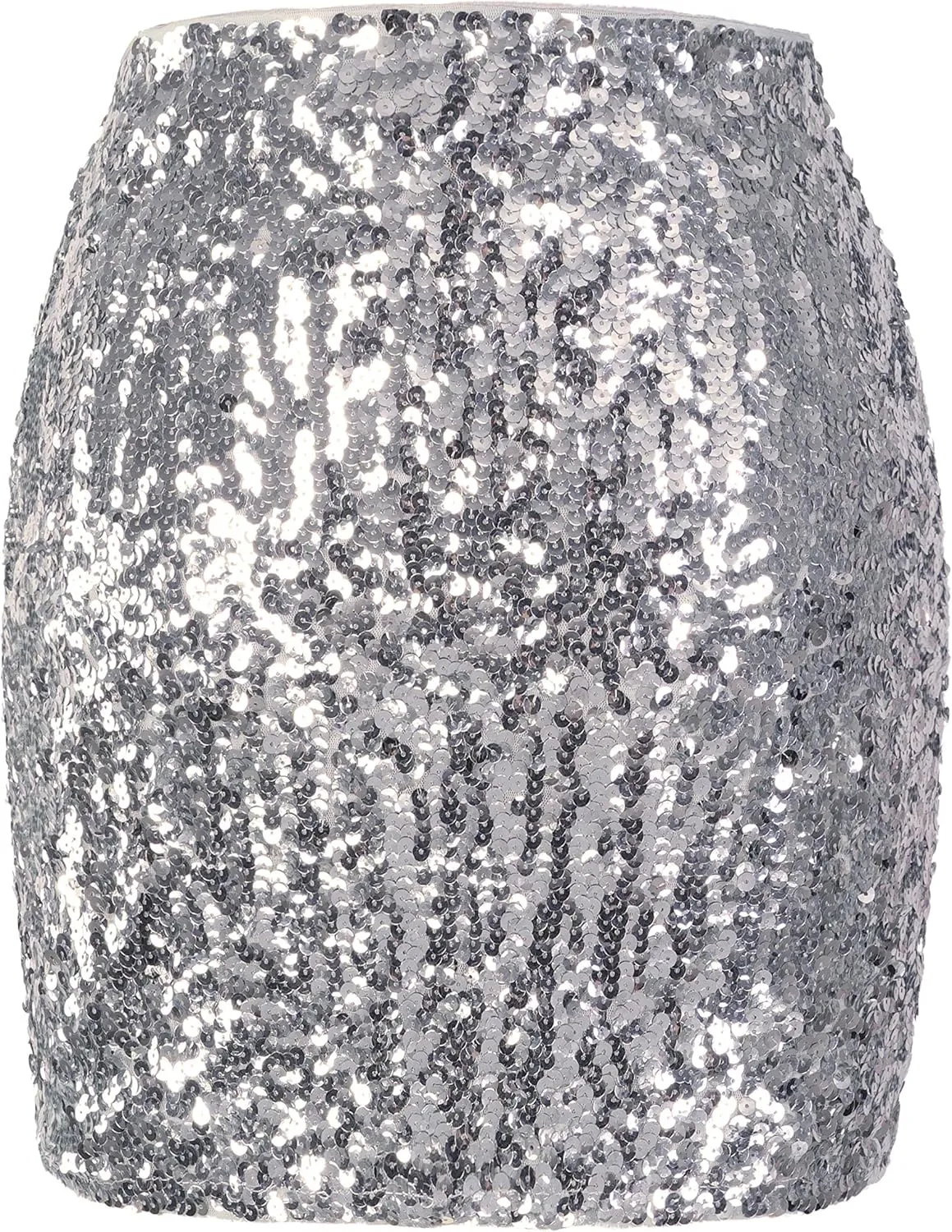 MANER Women's Sequin Skirt Sparkle Stretchy Bodycon Mini Skirts Night Out Party