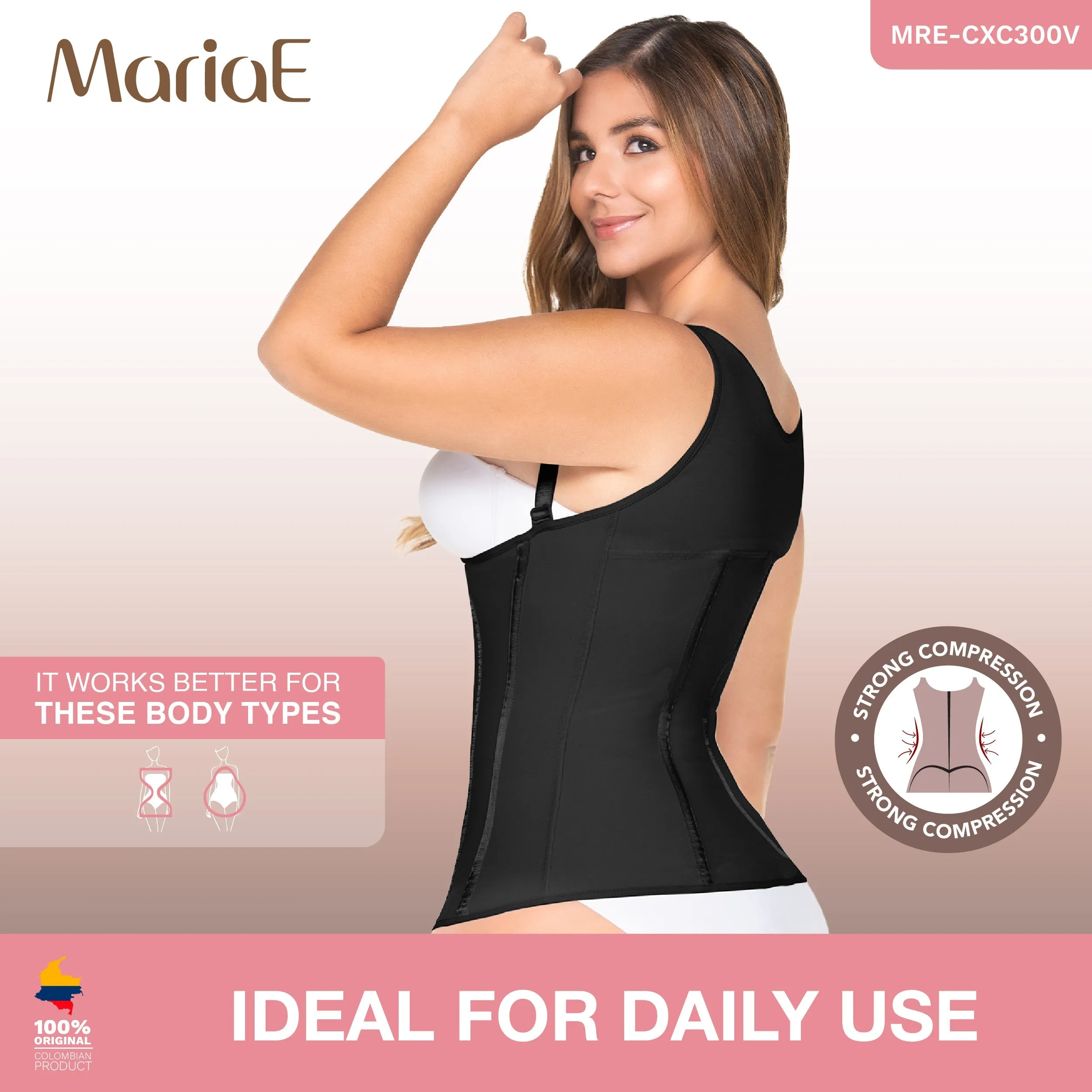 MARIAE CXC300V Hourglass Firm Vest Shapewear for Women Colombian Fajas High Compression
