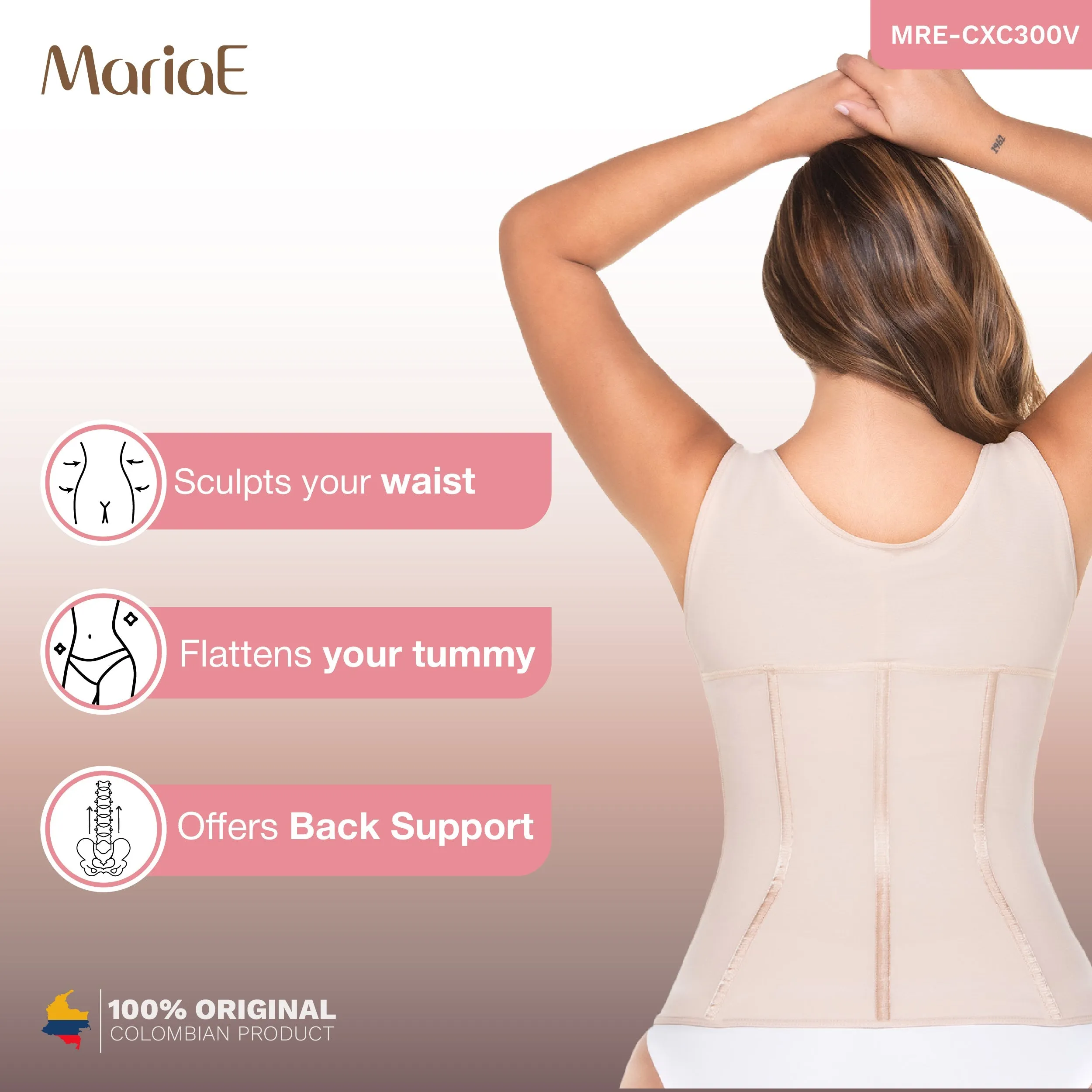 MARIAE CXC300V Hourglass Firm Vest Shapewear for Women Colombian Fajas High Compression