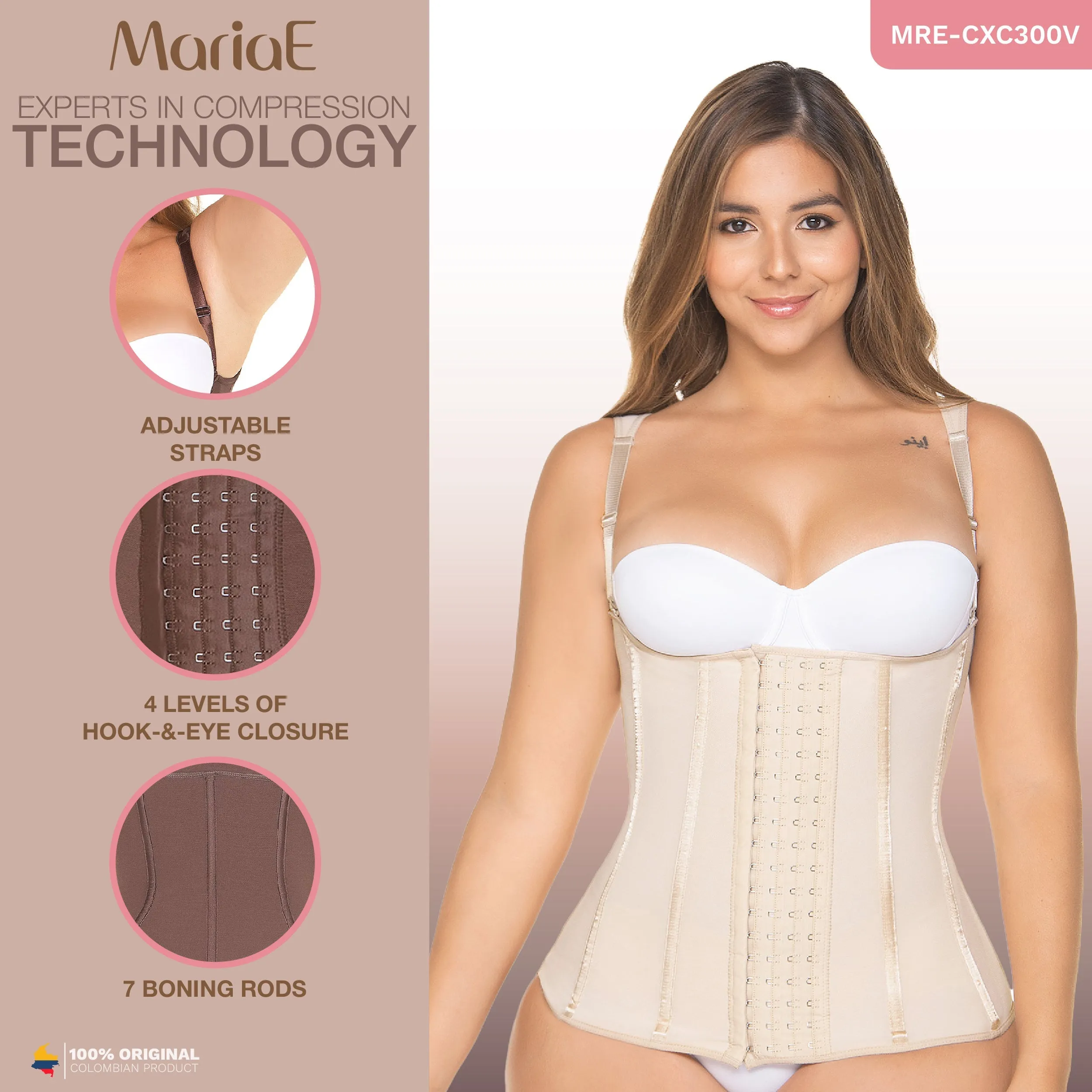 MARIAE CXC300V Hourglass Firm Vest Shapewear for Women Colombian Fajas High Compression
