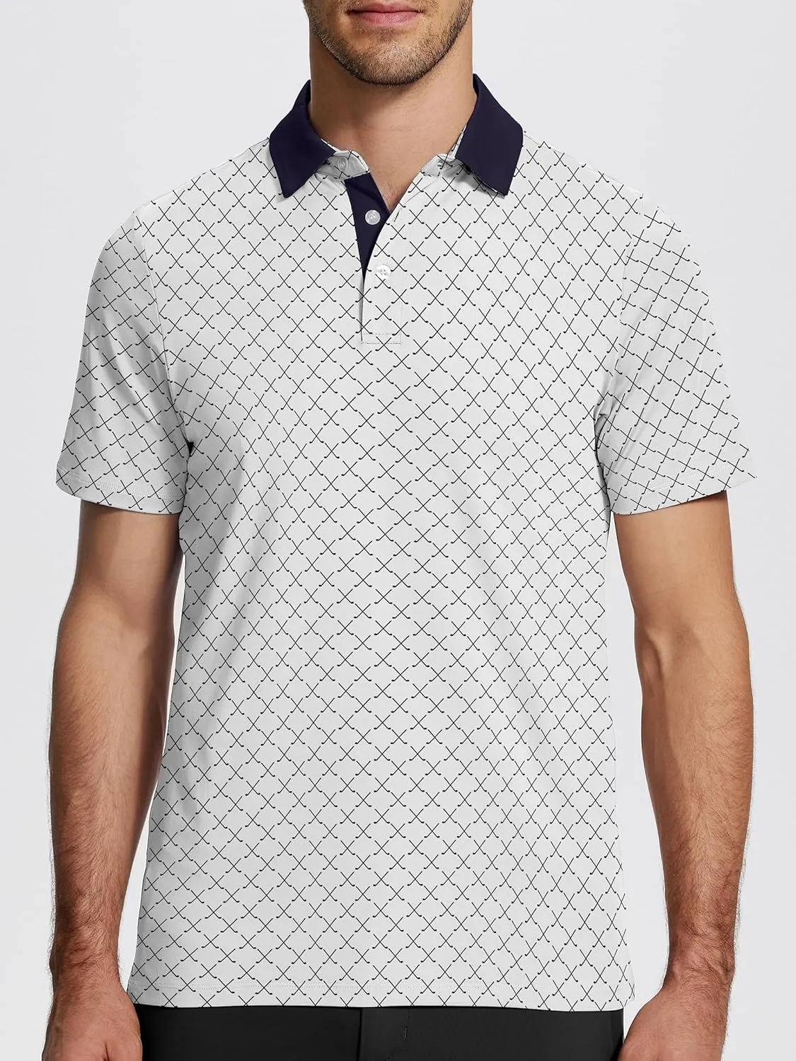 Mens Golf Shirt Short Sleeve Funny Print Golf Polo Shirts for Men Lightweight Dry Fit Quick Dry Collared Golf Polos
