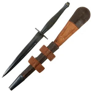 Original British WWII Second Pattern B2 Marked Fairbairn-Sykes Fighting Knife with Original Scabbard