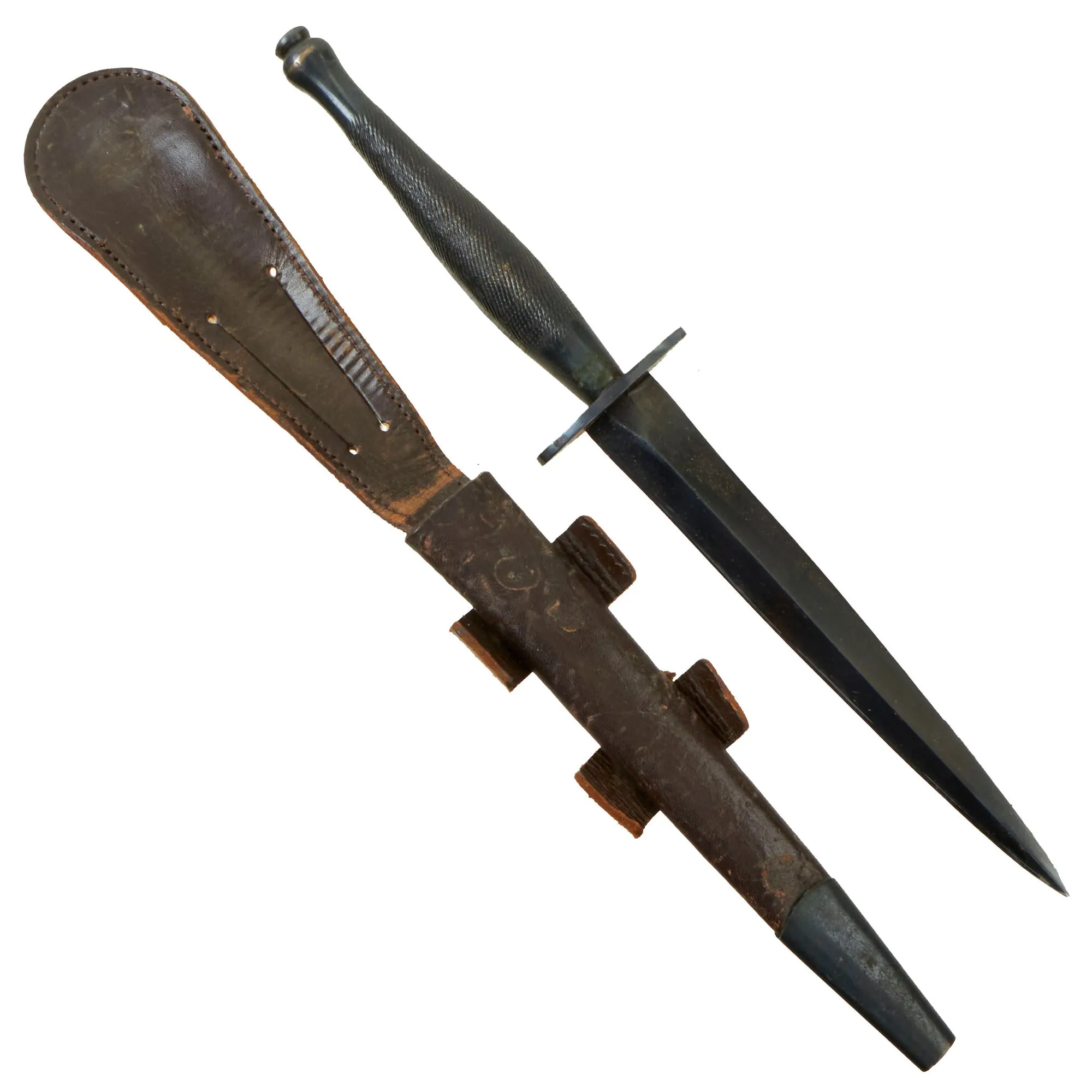 Original British WWII Second Pattern B2 Marked Fairbairn-Sykes Fighting Knife with Original Scabbard