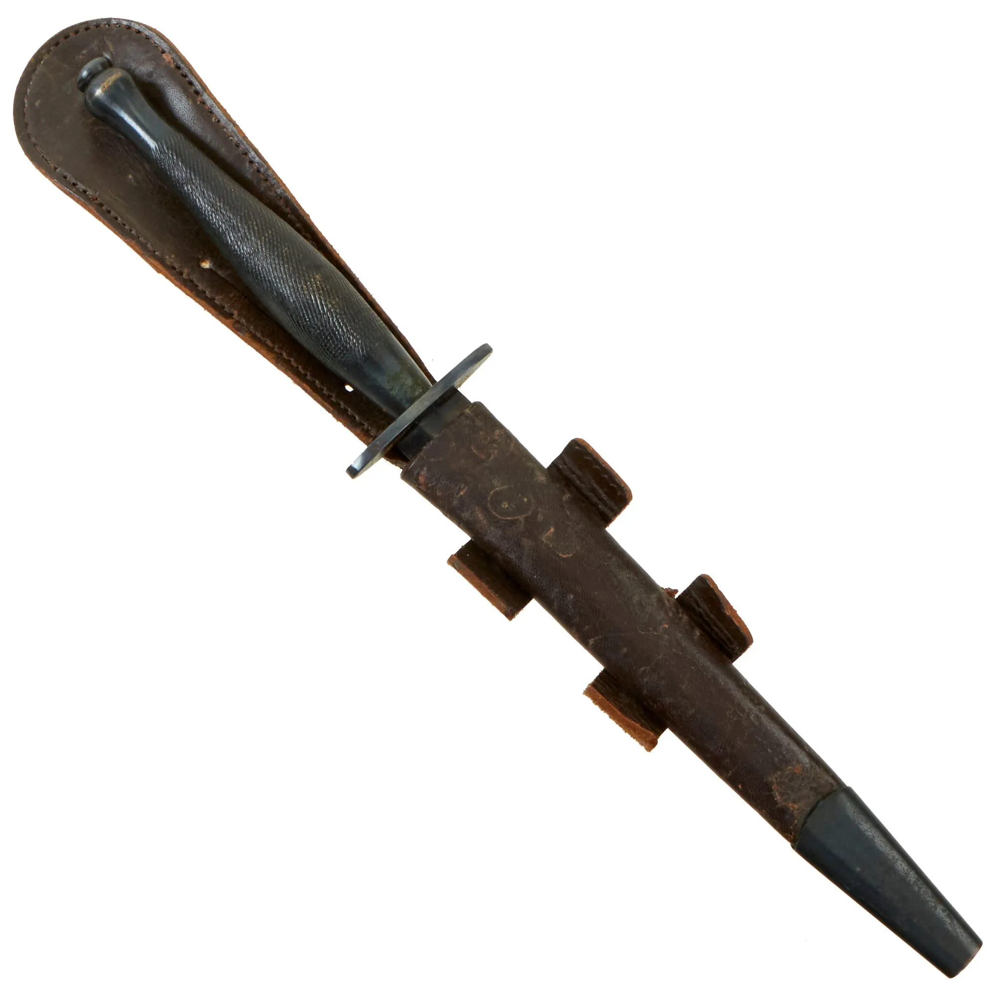Original British WWII Second Pattern B2 Marked Fairbairn-Sykes Fighting Knife with Original Scabbard